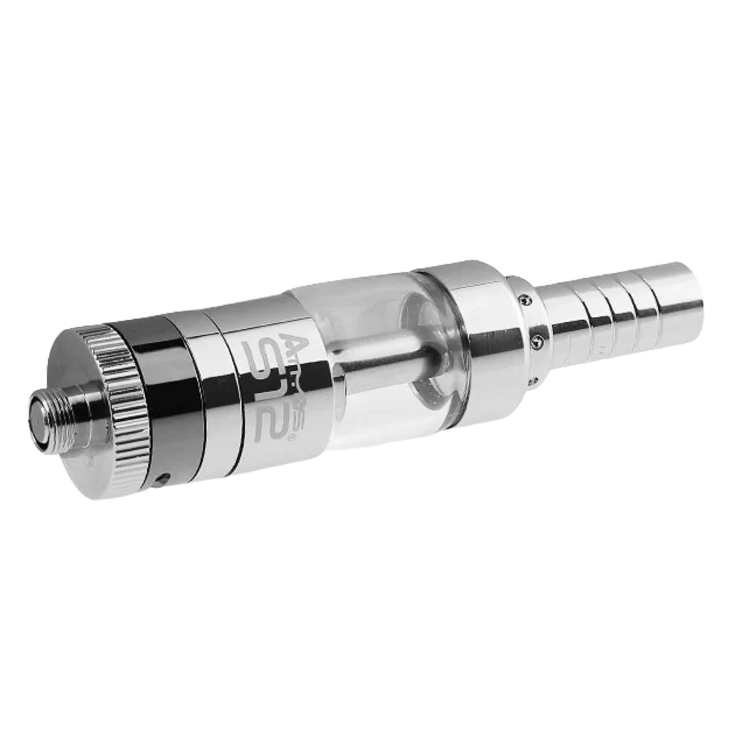Atomizor Atmos S12 Heavy | Dual Coil, Airflow Reglabil, Filet 510 5 Atomizor metalic din oțel inoxidabil pentru țigară electronică, înclinat.