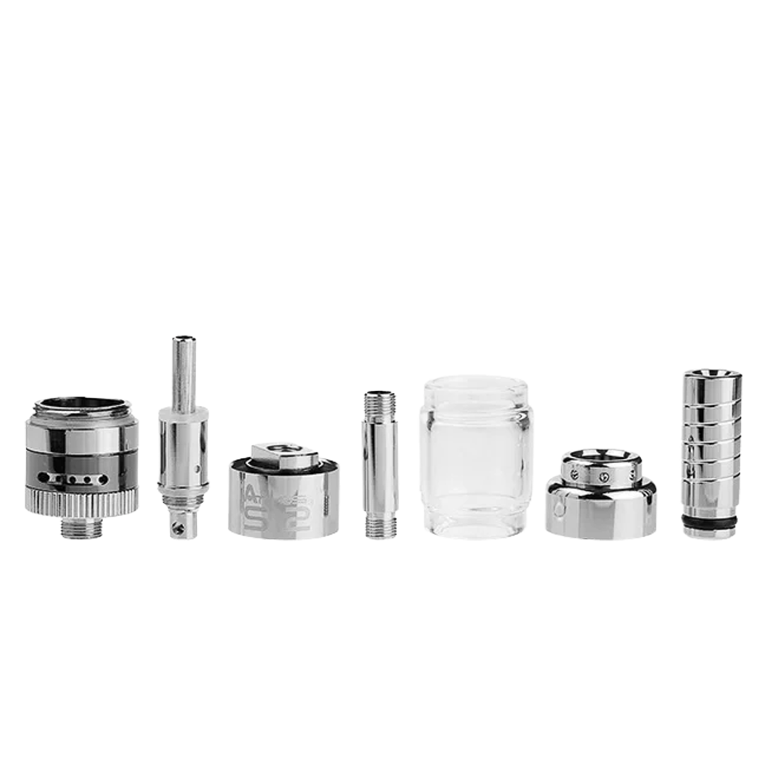 Atomizor Atmos S12 Heavy | Dual Coil, Airflow Reglabil, Filet 510 2 Atomizor metalic țigară electronică complet dezasamblat în piese individuale.